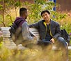 Students outside in the fall
