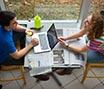 Students talking and studying