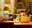Student studying in library